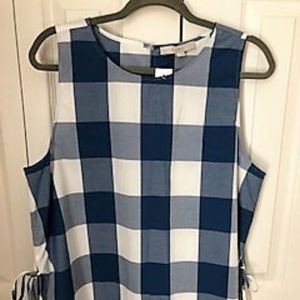 LOFT Blue Buffalo Plaid Sleeveless Shirt
